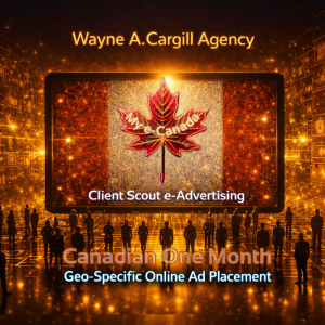 Wayne A. Cargill ~ Client Scout graphic design of Wayne A. Cargill Agency Client Scout e-Advertising Canadian Geo-Specific online ad placement logo