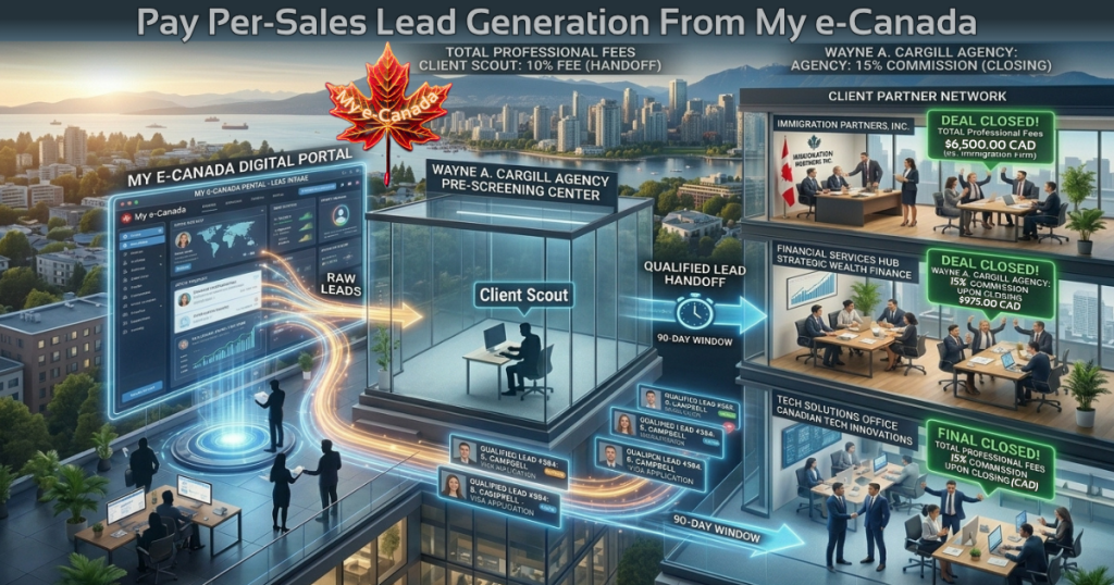 Wayne A. Cargill ~Client Scout graphic design for Wayne A. Cargill agency Pay-Per-Sale Lead Generation From My e-Canada used on Client Scout e-Marketing