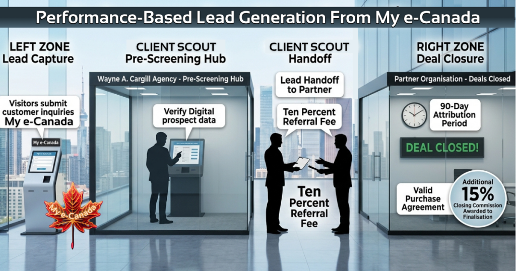 Wayne A. Cargill ~Client Scout graphic design for Wayne A. Cargill agency Performance-Based Lead Generation From My e-Canada used on Client Scout e-Marketing