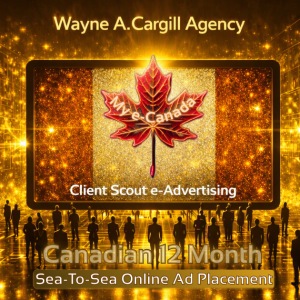 Wayne A. Cargill ~ Client Scout graphic design of Wayne A. Cargill Agency Client Scout e-Advertising Canadian Sea-To-Sea 12 Month Online Ad Placement logo