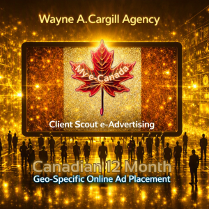 Wayne A. Cargill ~ Client Scout graphic design of Wayne A. Cargill Agency Client Scout e-Advertising Canadian Geo-Specific 12 Month Online Ad Placement logo