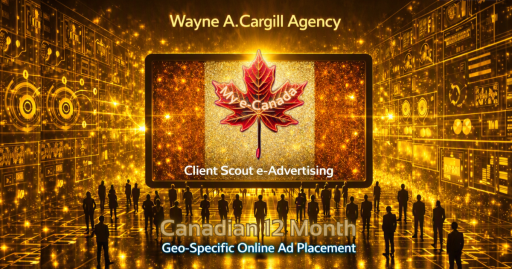 Wayne A. Cargill ~ Client Scout graphic design of Wayne A. Cargill Agency Client Scout e-Advertising Canadian Geo-Specific 12 Month Online Ad Placement logo